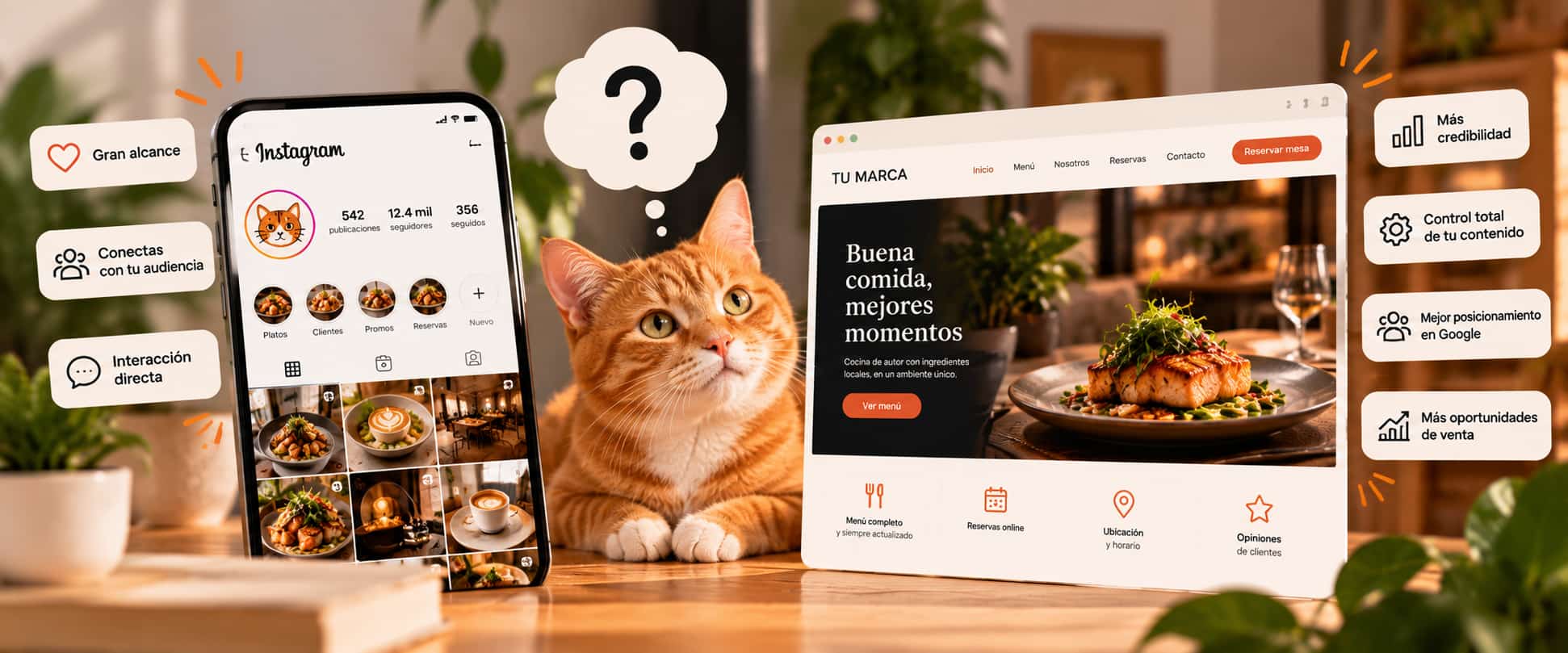 Página web para un negocio que también utiliza Instagram